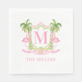 Preppy Flamingo Christmas Crest Servet