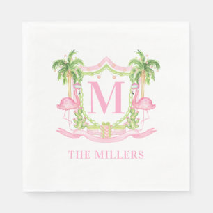 Preppy Flamingo Christmas Crest Servet