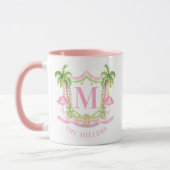 Preppy Flamingo Christmas Monogram Crest Mok (Links)
