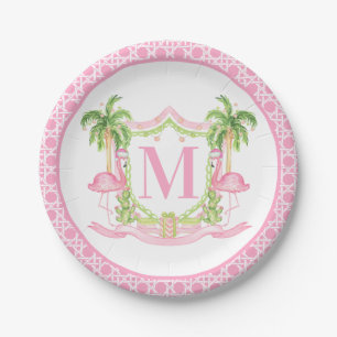 Preppy Flamingo Kerst Crest Papieren Bordje