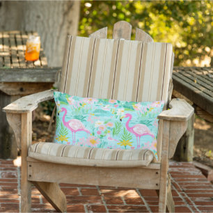 Preppy Flamingo   Zwembad en terras Buitenkussen