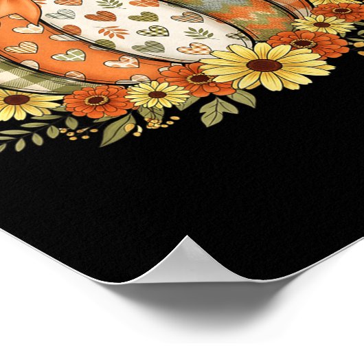 Preppy Floral Fall Pumpkin Lace Coquette Bow Hallo Poster (Hoek)