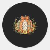 Preppy Floral Fall Pumpkin Lace Coquette Bow Hallo Ronde Sticker (Voorkant)