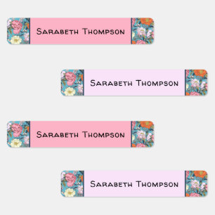 Preppy  Floral Monogram Naam Labels