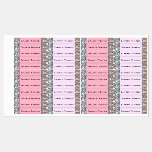 Preppy  Floral Monogram Naam Labels (Vel)