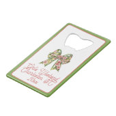 Preppy Floral Pink and Green Bow Personalized Creditkaart Flessenopener (Achterkant Gekanteld)
