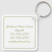 Preppy Floral Pink and Green Bow Personalized Sleutelhanger (Achterkant)