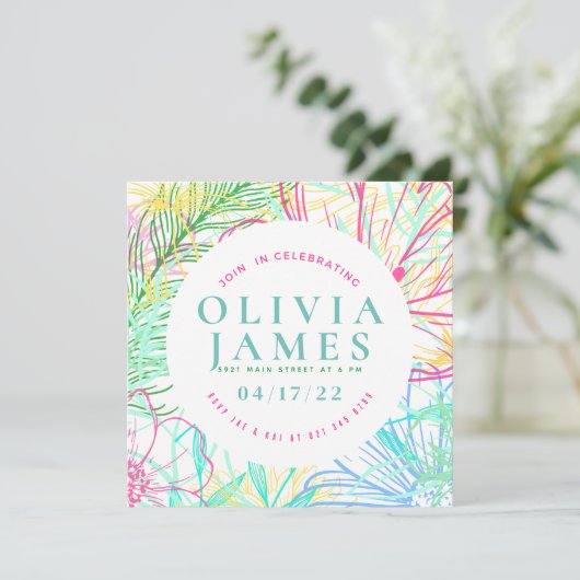 Preppy Floral Special Occasion Invitation (Staand voorkant)