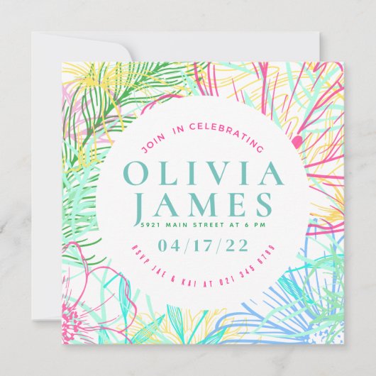 Preppy Floral Special Occasion Invitation (Voorkant)