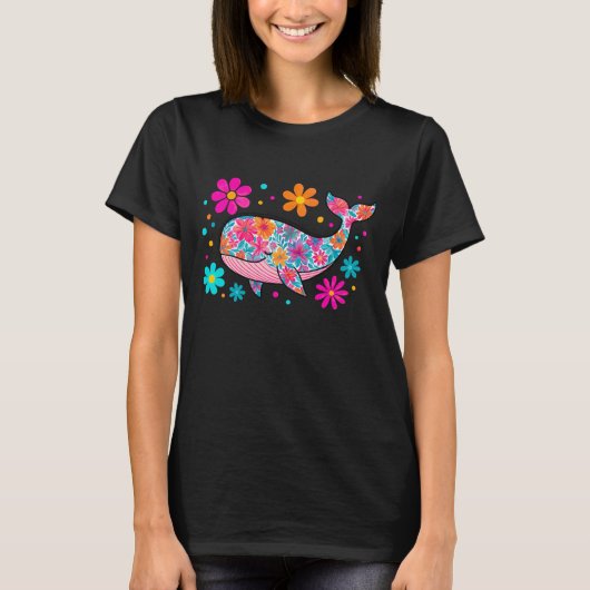 Preppy Floral Summer Whale T-shirt (Voorkant)