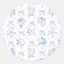 Preppy Floral waterverf lintbogen Ronde Sticker