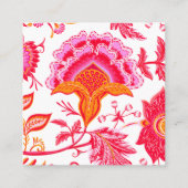 Preppy Flowers | Roze Sinaasappel Wit Vierkante Visitekaartje (Voorkant)