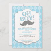 Preppy Fun OH JONGEN snor Baby shower Kaart (Voorkant)