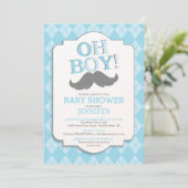 Preppy Fun OH JONGEN snor Baby shower Kaart (Staand voorkant)