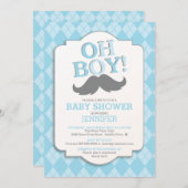 Preppy Fun OH JONGEN snor Baby shower Kaart (Voorkant / Achterkant)