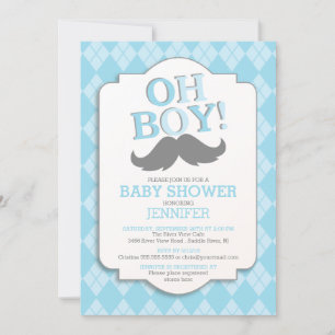 Preppy Fun OH JONGEN snor Baby shower Kaart
