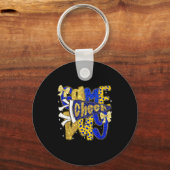 Preppy Game Day Football Mom Pennant Flag Cheer Bl Sleutelhanger (Voorkant)