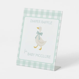 Preppy Gans Baby Shower Luier Raffle Reclamebord Met Voetstuk