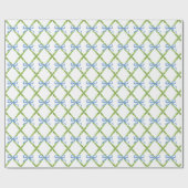 Preppy Garden Trellis met Blue Bows Cadeaupapier (Vlak)