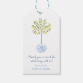 Preppy Geel Blauw Citroenboom Bruiloft Douche Cadeaulabel (Voorkant)