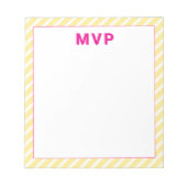 Preppy Geel & Roze Gestreept Gepersonaliseerd Mode Notitieblok (Voorkant)