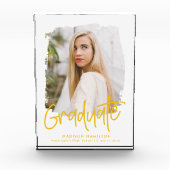 Preppy Geel Script Afstuderen Fotoblokken (Voorkant)