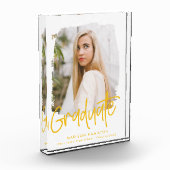 Preppy Geel Script Afstuderen Fotoblokken (Links)