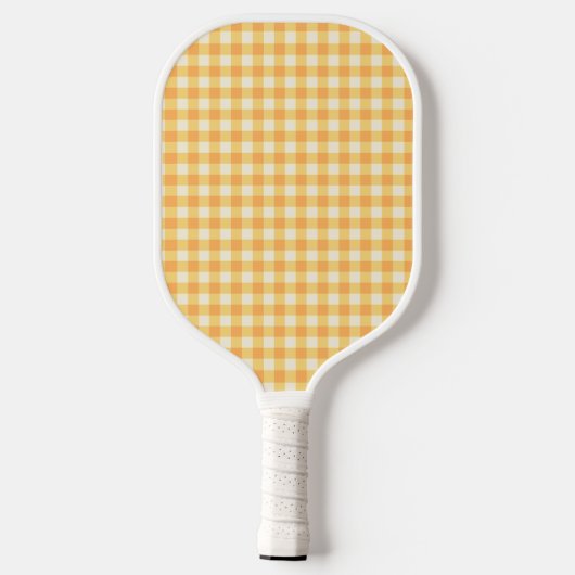 Preppy geel Sinaasappel Ish Gingham Plaid Pickleball Paddle (Achterkant)