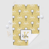 Preppy Geel Witte Strikpatroon Monogram Golfhanddoek (Insitu)