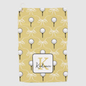 Preppy Geel Witte Strikpatroon Monogram Golfhanddoek (Voorkant)