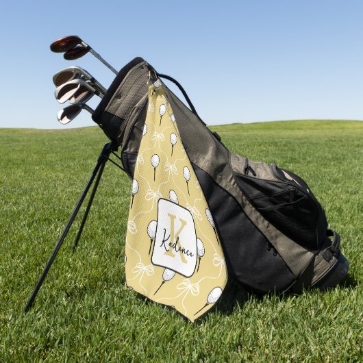 Preppy Geel Witte Strikpatroon Monogram Golfhanddoek (Groen)