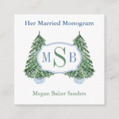 Preppy gehuwde Monogrammen Winter Wedding Shower Informatiekaartje (Voorkant)