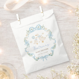 Preppy Gekke Goose Blue Bow Boy Baby shower Bedankzakje