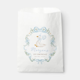 Preppy Gekke Goose Blue Bow Boy Baby shower Bedankzakje