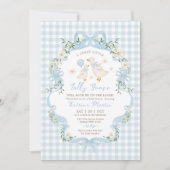 Preppy Gekke Goose Blue Bow Boy Baby shower Kaart (Voorkant)
