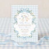 Preppy Gekke Goose Blue Bow Boy Baby shower Kaart