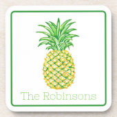 Preppy Gele Ananas gepersonaliseerd Bier Onderzetter (Voorkant)