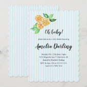 Preppy Gele Bloem Streep Baby Shower Kaart (Voorkant / Achterkant)