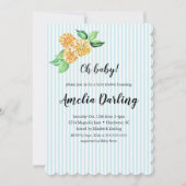 Preppy Gele Bloem Streep Baby Shower Kaart (Voorkant)