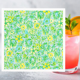 Preppy Gele en Groene Leeuw met Bloemen Kust- Servet