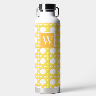 Preppy Gele Riet Rotan Lattice Monogram Waterfles