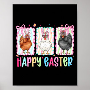 Preppy Gelukkig Pasen Kip Coquette Strik Schattige Poster