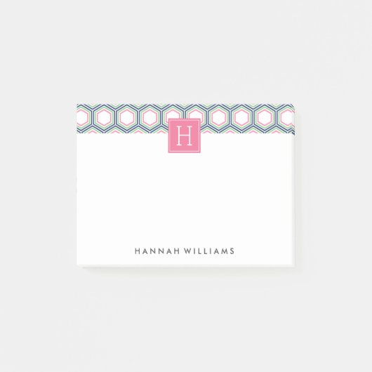 Preppy Geometric Pattern Monogram Post-it® Notes (Voorkant)