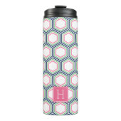 Preppy geometrisch patroon en monogram thermosbeker (Voorkant)