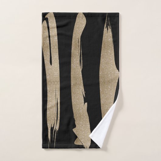 Preppy geometrisch patroon zwart en gouden strepen bad handdoek (Handdoek)