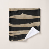Preppy geometrisch patroon zwart en gouden strepen bad handdoek (Wasdoekje)