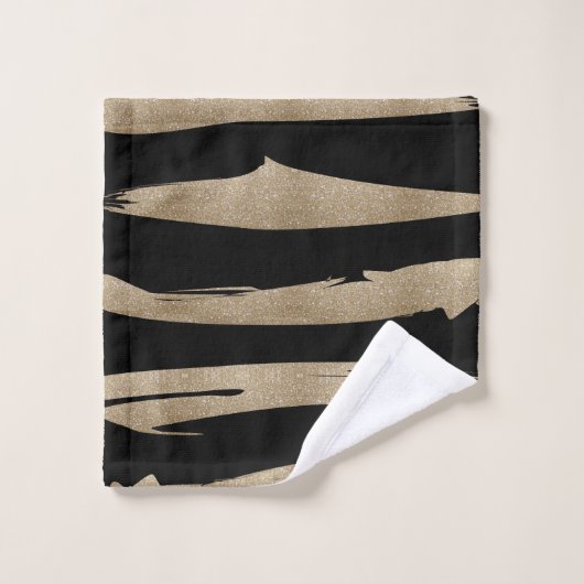 Preppy geometrisch patroon zwart en gouden strepen bad handdoek (Wasdoekje)