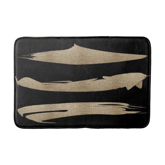 Preppy geometrisch patroon zwart en gouden strepen badmat (Voorkant)