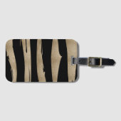 Preppy geometrisch patroon zwart en gouden strepen bagagelabel (Voorkant (horizontaal))