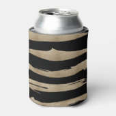 Preppy geometrisch patroon zwart en gouden strepen blikjeskoeler (Blikje Voorkant)